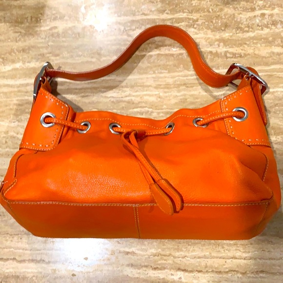 Cole Haan Pebbled Leather Shoulder Bag in Orange - Picture 1 of 8
